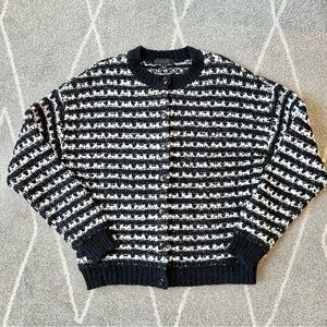 Ann Taylor Black and White Thick Knit Cardigan